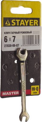 STAYER Рожковый гаечный ключ 6 x 7 мм