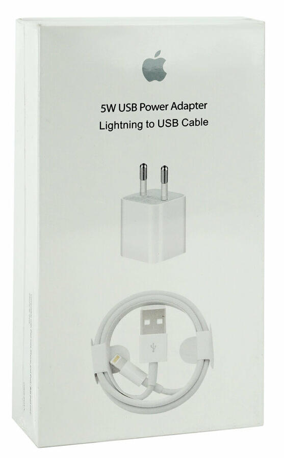 Сетевое зарядное устройство MD814CH/A USB - 1 порт 5W, USB - Lightning 1м - белая