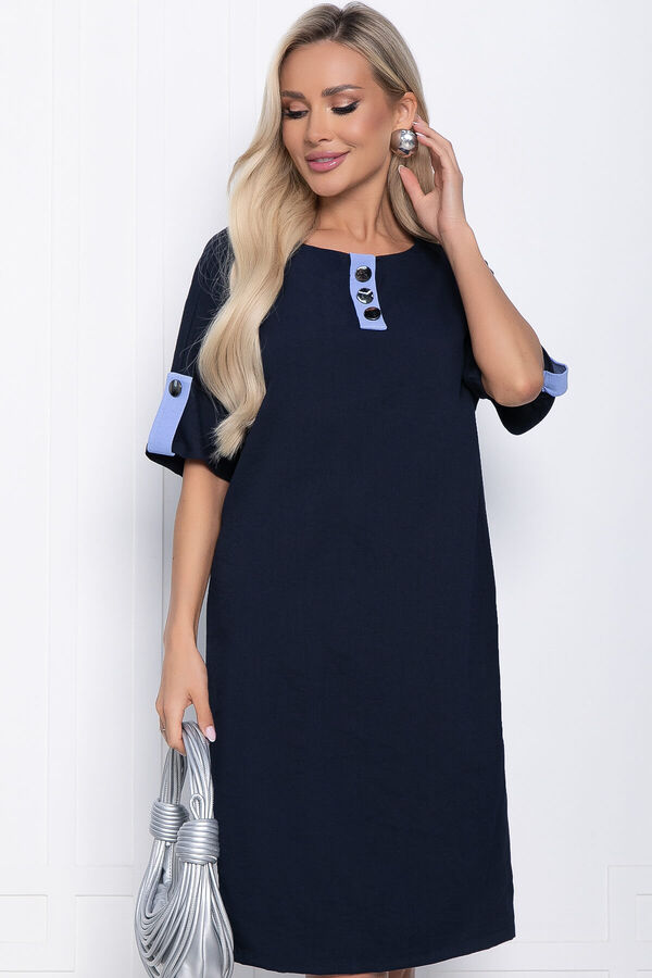 LT Collection Платье Кайла люкс комбинированное (синее) П10873