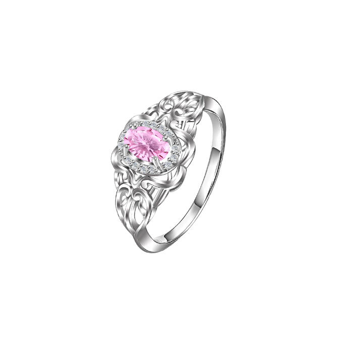 Кольцо 1-00101 –  Серебро с родированием : Розовый
