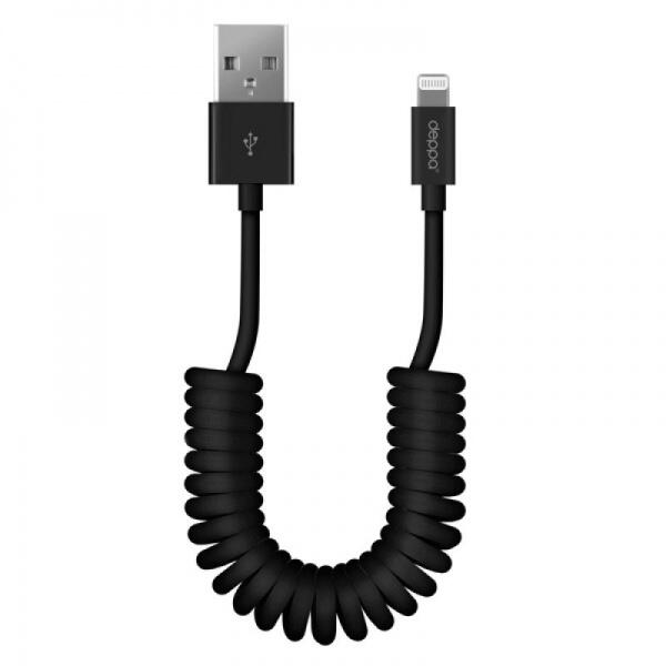 Smartbuy Дата-кабель ,USB - 8-pin для Apple, спиральный, длина 1,0 м, черный (iK-512sp black)/500