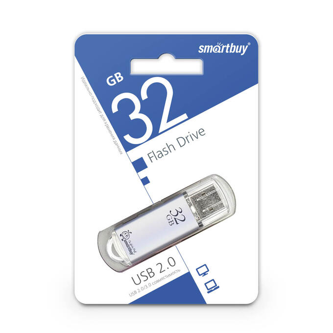 Smartbuy Флешка USB накопитель 32GB V-Cut Silver (SB32GBVC-S)