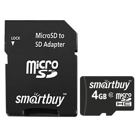 Карта памяти microSDHC 4GB SMARTBUY, 10 Мб/сек (class 10), с