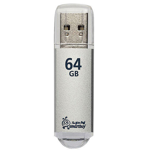 Флэш-диск 64GB SMARTBUY V-Cut USB 2.0, металл. корпус, сереб