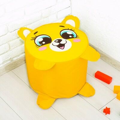 Мягкая игрушка «Пуфик Медведь» 40см х 40см, цвет жёлтый