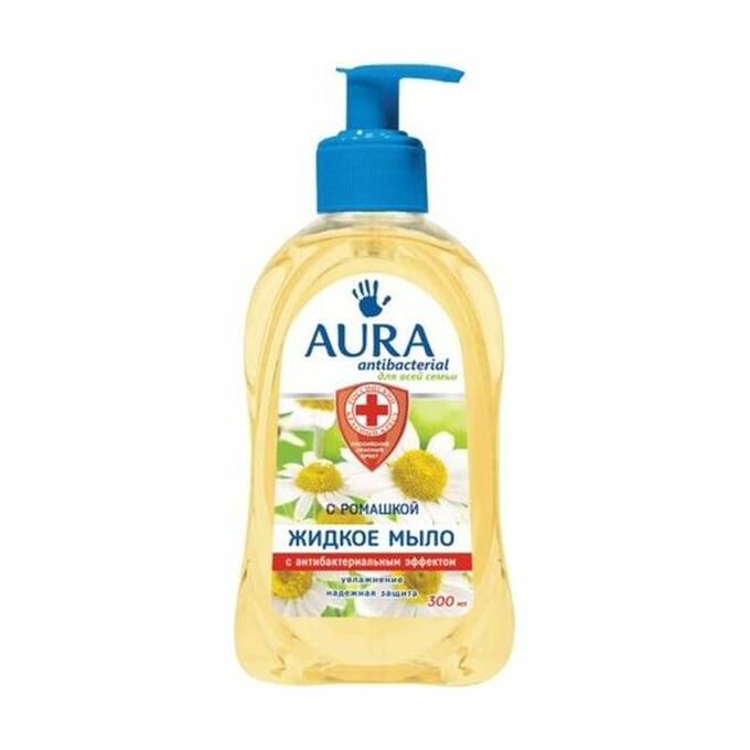 ЖИДКОЕ МЫЛО ДЛЯ ВСЕЙ СЕМЬИ С АНТИБАКТЕРИАЛЬНЫМ ЭФФЕКТОМ С РОМАШКОЙ ANTIBACTERIAL, AURA 300 МЛ