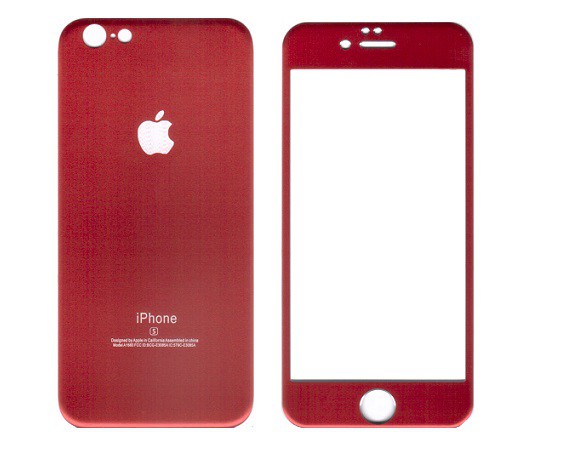 Защитное стекло iPhone 6/6S алюминиевое красное, переднее + заднее