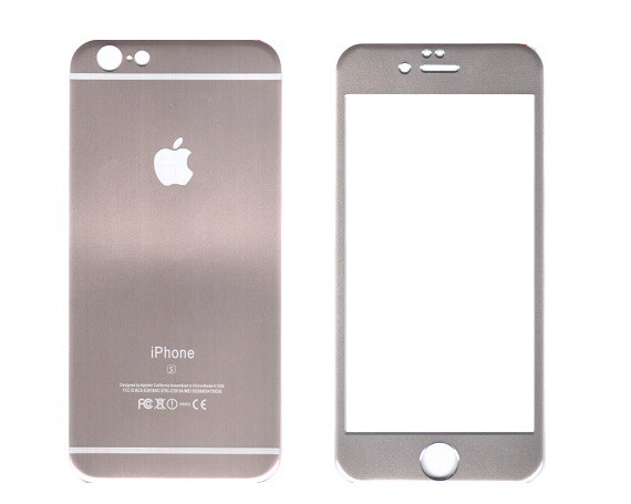 Защитное стекло iPhone 6/6S алюминиевое золото, переднее + заднее