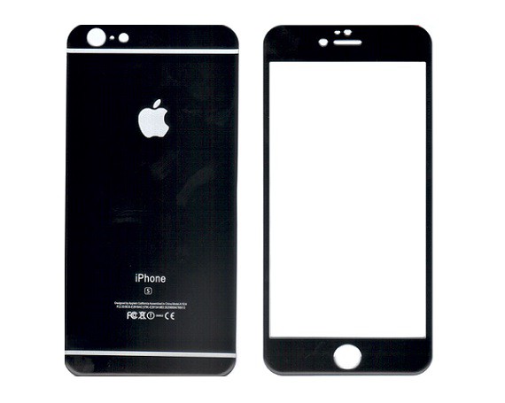 Защитное стекло iPhone 6/6S Plus алюминиевое черное, переднее + заднее