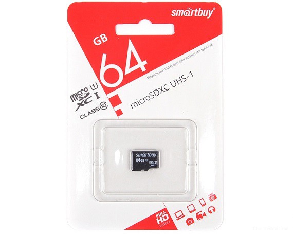 Карта памяти MicroSDXC SmartBuy 64GB class 10 UHS-I, SB64GBSDCL10-00