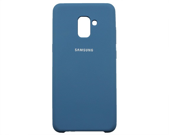 Чехол Samsung A730F A8+ 2018 Silicone Case в упак темно-синий