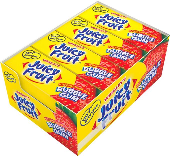 Mars Juicy Fruit Bubble Gum &quot;Клубничный бум&quot; жевательная резинка, 24 пачки по 13,8 г