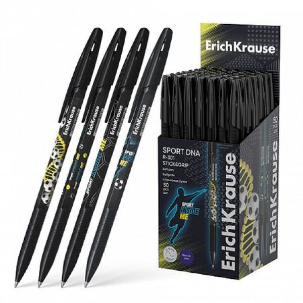 ERICH KRAUSE Ручка шариковая R-301 Stick&amp;Grip Sport DNA синяя 0.7мм 61006 ErichKrause