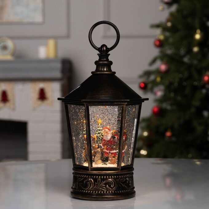 Luazon Lighting Светодиодная фигура «Дед Мороз и ёлка» 14x22x14 см, пластик, батарейки АААх3 (не в комплекте), свечение тёплое белое
