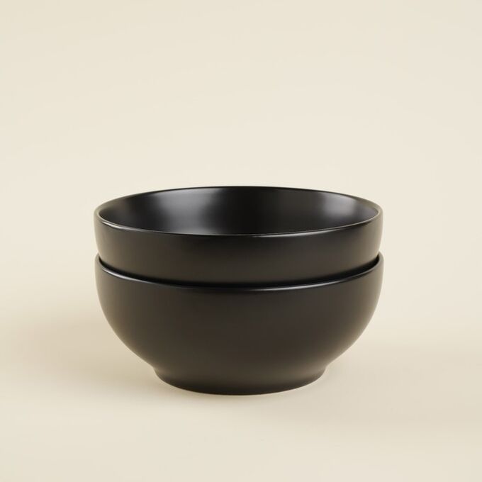Sima-Land Home Набор мисок фарфоровых SL Home «Дарк», 1,2 л, d=18,5 см, цвет чёрный
