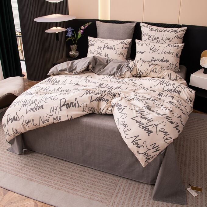Viva home textile Комплект постельного белья Делюкс Сатин 100% хлопок на резинке LR636