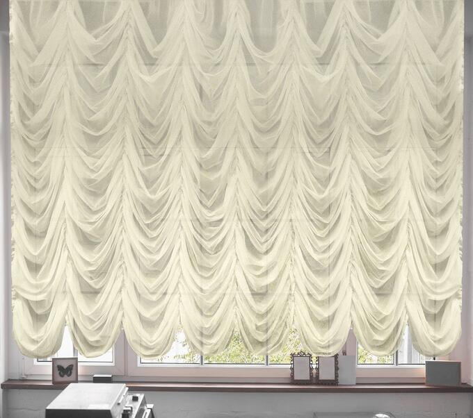 Фиранка Готовые шторы арт.  0016/Ш, ЭММИ, французская занавеска из ВУАЛИ, цвет СВЕТЛЫЙ ШАМПАНЬ, размеры 280 см ширина х 300 см (при присборке 160-180 см) высота, на шторной ленте.