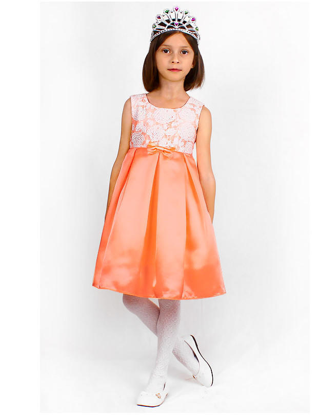 Персиковое нарядное платье для девочки Цвет: оранжевый