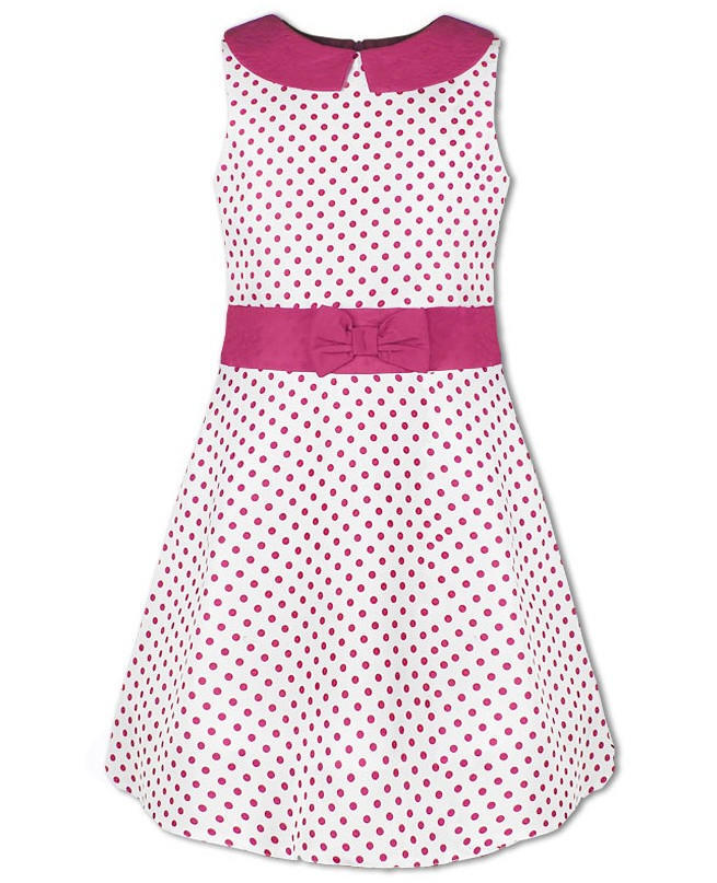 Нарядное платье в горошек для девочки Цвет: яр.розовый
