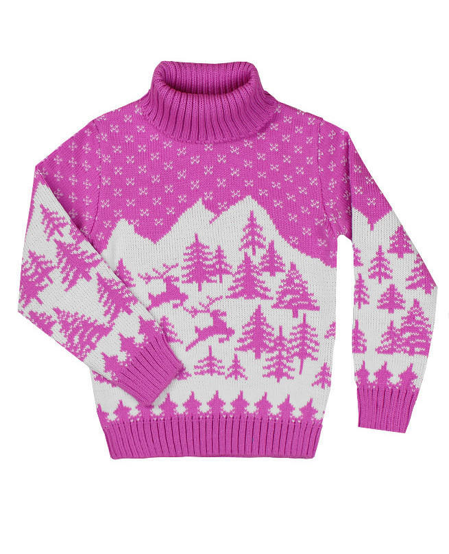 Розовый вязаный свитер для девочки Цвет: розовый