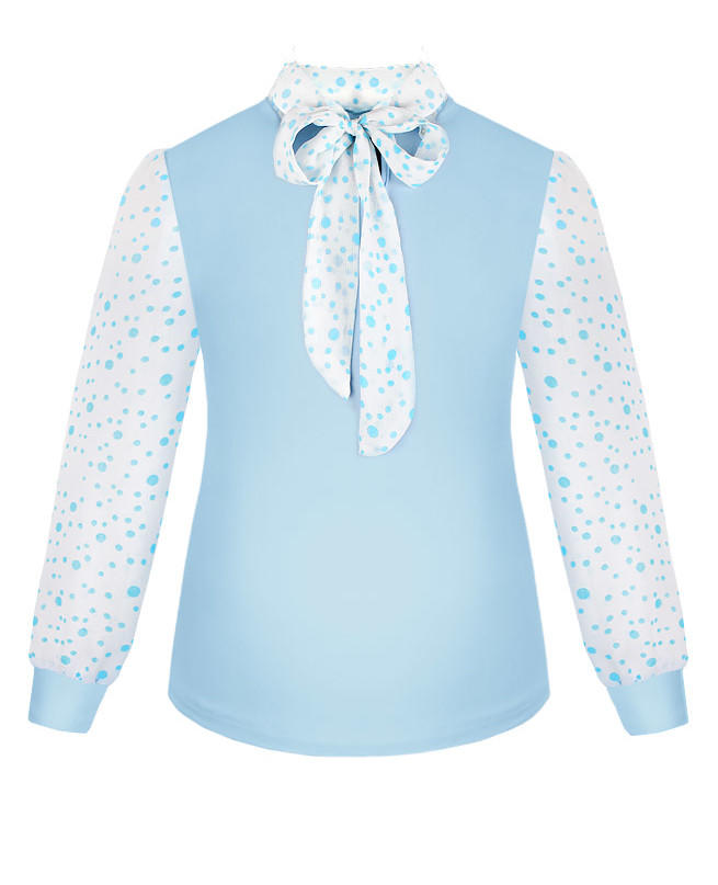 Школьная блузка для девочки с шифоном Цвет: голубой