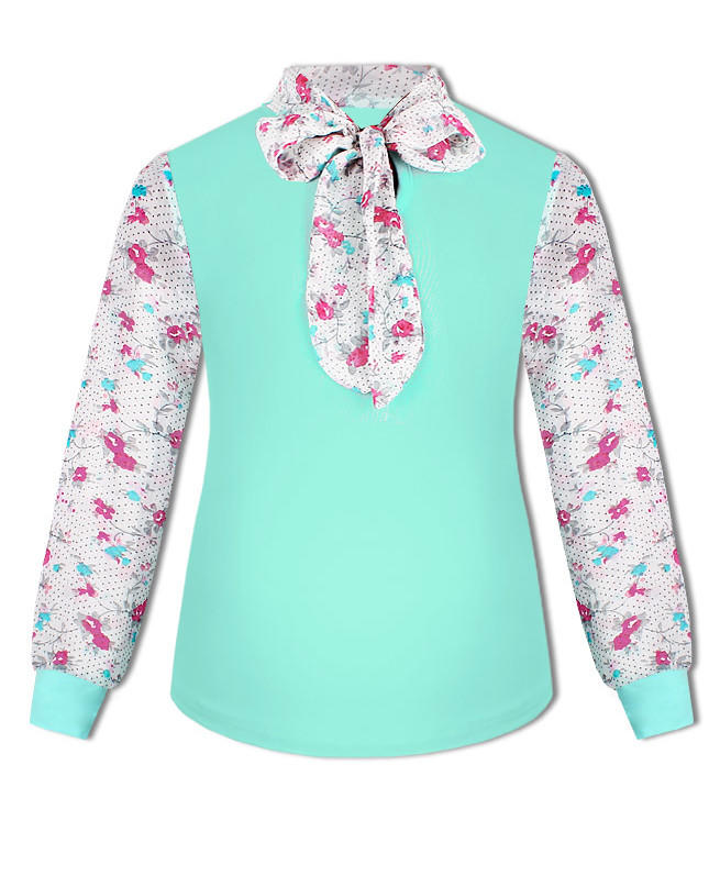 Блузка для девочки с шифоном Цвет: ментоловый