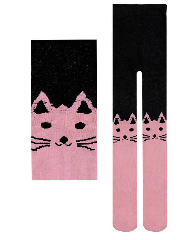 Детские махровые колготки для девочки Цвет: розовый+черный