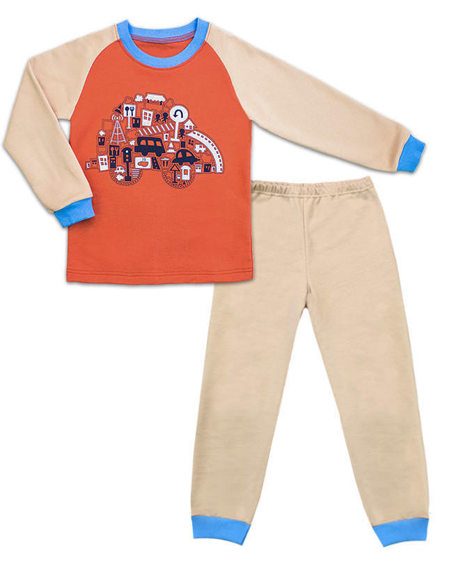 Пижама для мальчика Цвет: оранж+беж.