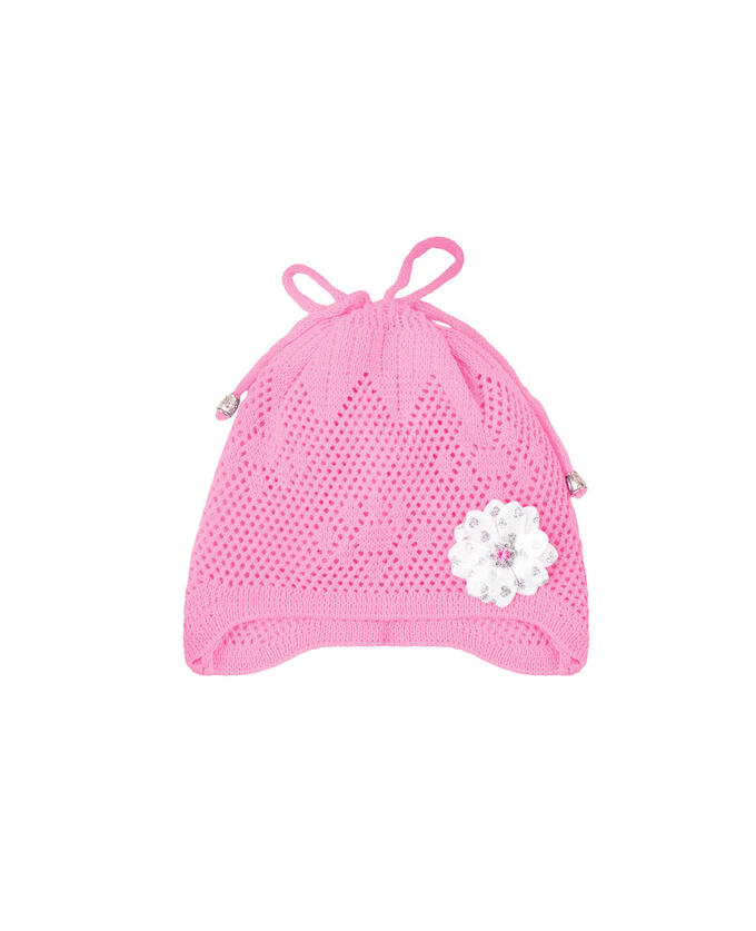 Ажурная розовая шапка для девочки Цвет: розовый