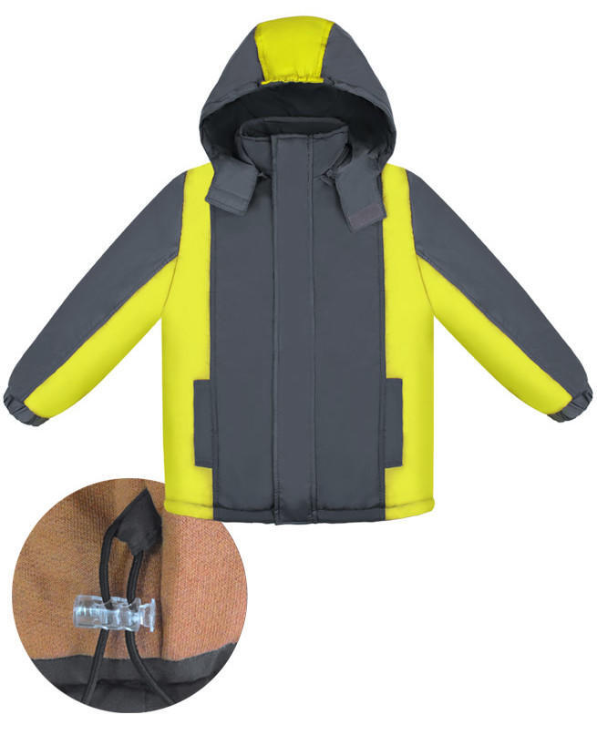 Зимняя куртка для мальчика Цвет: серый+желтый
