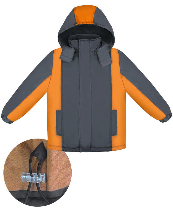 Зимняя куртка для мальчика Цвет: серый+оранж