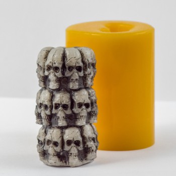 Силиконовая форма для мыла и свечей - 3D - Цилиндр с черепами