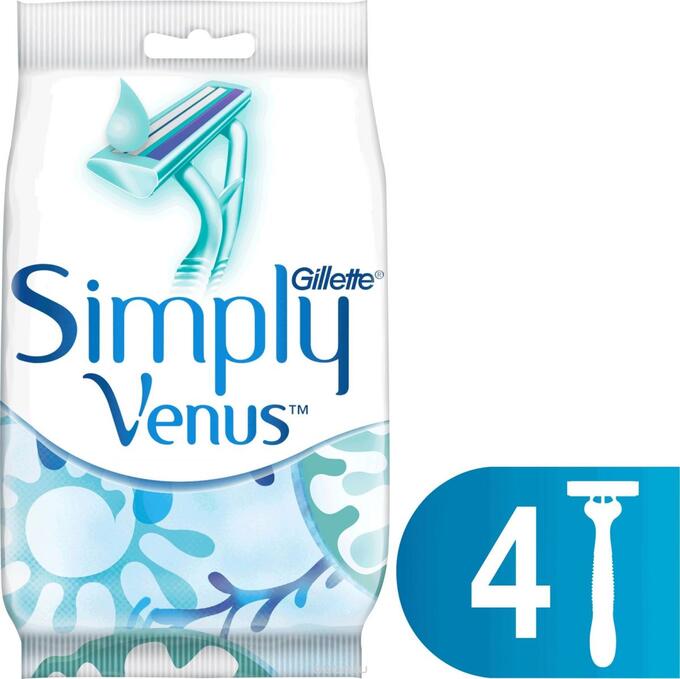 GILLETTE SIMPLY VENUS 2 Бритвы одноразовые для женщин 4шт