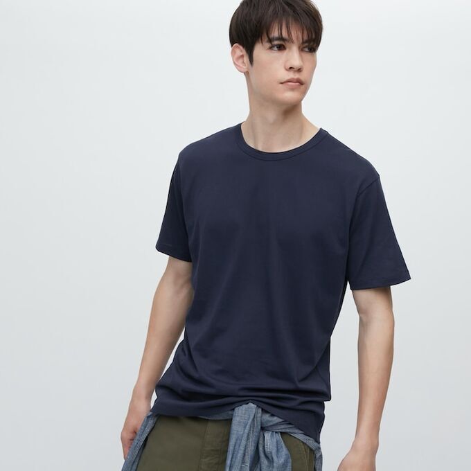 UNIQLO Хлопковая футболка AlRism, темно-синий