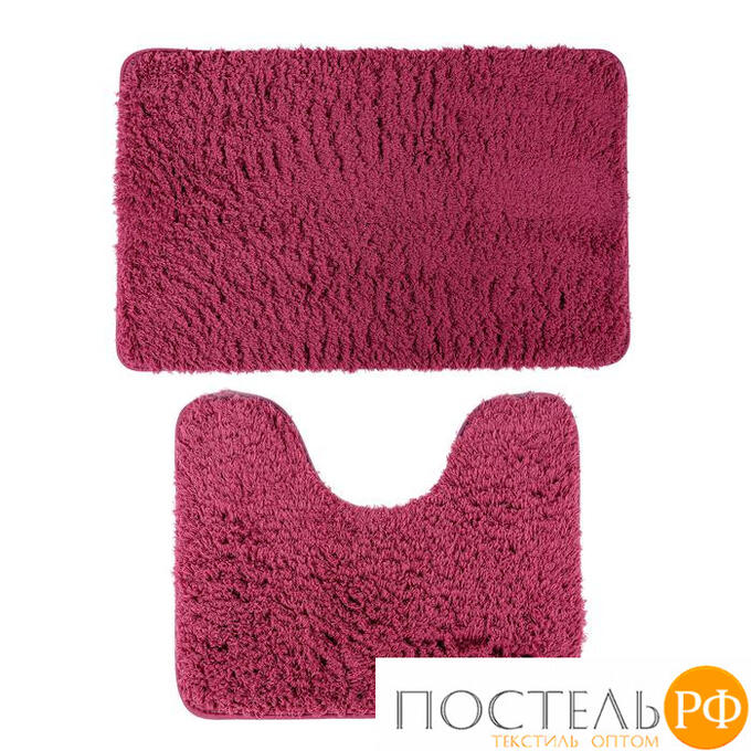Набор ковриков для ванной и туалета 50-80, 50-39 см Мягкий 2 шт, цвет бордовый