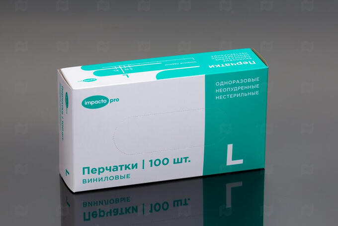 Мир упаковки Перчатки виниловые прозрачные L (50 пар) Impacto pro