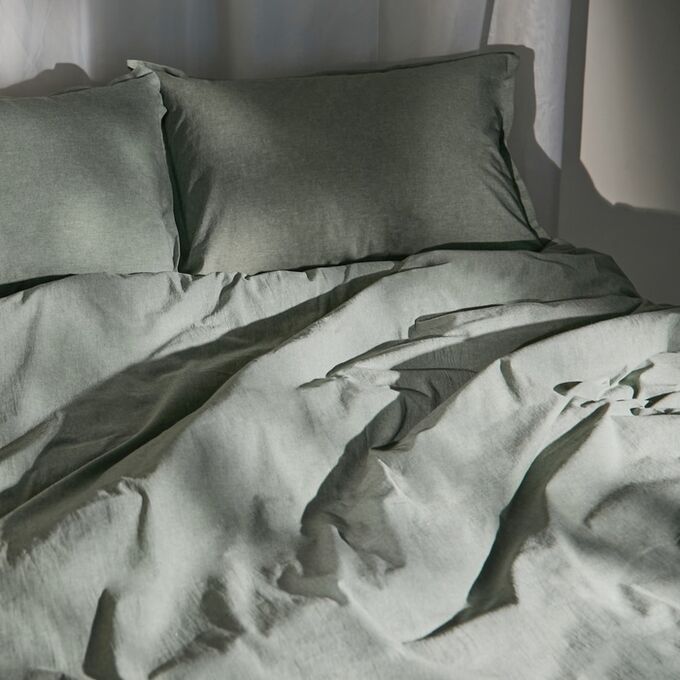 Sima-Land Home Простыня SL Home &quot;Деним&quot; 245*280 см, цв.оливковый, 100% жатый хлопок