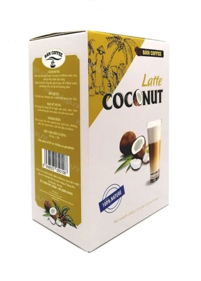 Кофе РАСТВОРИМЫЙ со вкусом кокоса ( 3 в 1) (12 пач*20гр) Т.М. BAN COFFEE