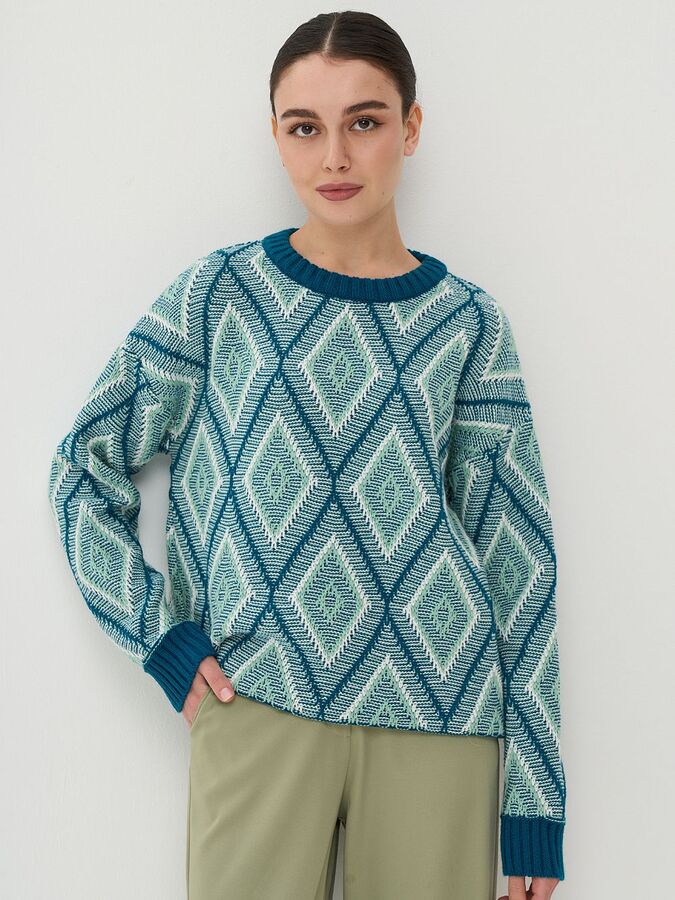 VAY Джемпер женский 9242-94180   906/494/118 Айвазовский/бирюзовая пастель/молоко