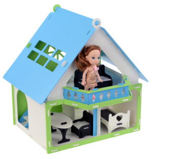 Домик для кукол &quot;Дачный дом Варенька&quot; бело-голубой (с мебелью) 000257