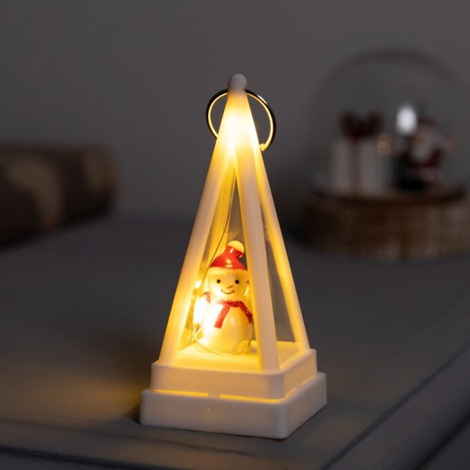 Luazon Lighting Светодиодная фигура-брелок «Снеговик», 4x4x9.5 см, LR1130x3 (в комплекте), свечение тёплое белое
