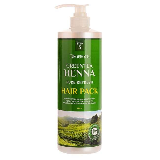 Deoproce GREENTEA HENNA PURE REFRESH RINSE 1000ml Восстанавливающий бальзам для волос с Зеленым чаем и Хной 1лl