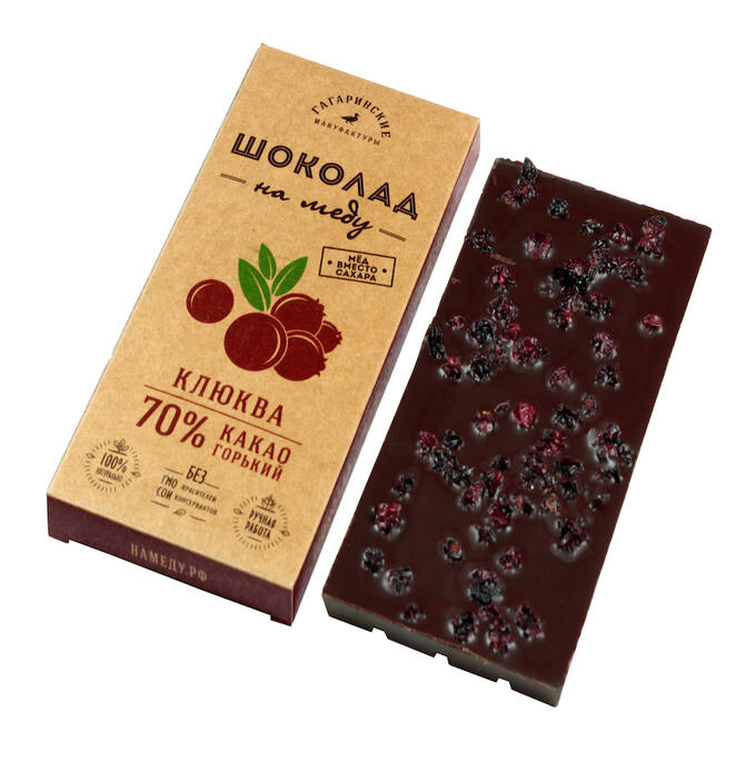 Шоколад на меду Горький с фундуком 70% какао 85г
