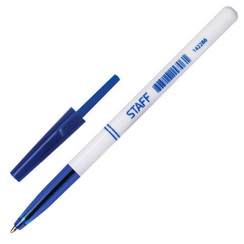 Ручка шариковая STAFF Офисная, корпус белый, пишущий узел 0,
