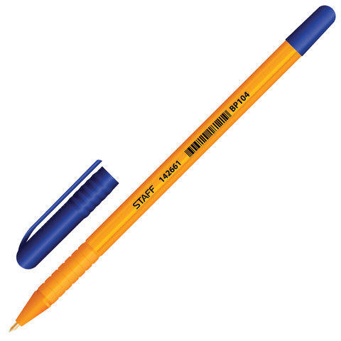 Ручка шариковая STAFF, шестигранная, корпус оранжевый, узел