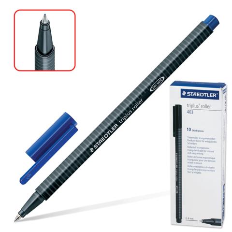 Ручка-роллер STAEDTLER (Германия) &quot;Triplus Roller&quot;, СИНЯЯ, трехгранная, узел 0,7 мм, линия письма 0,4 мм, 403-3