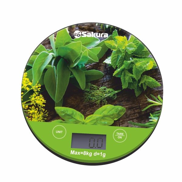 SAKURA Весы кухонные электронные 8кг SA-6076G зелень