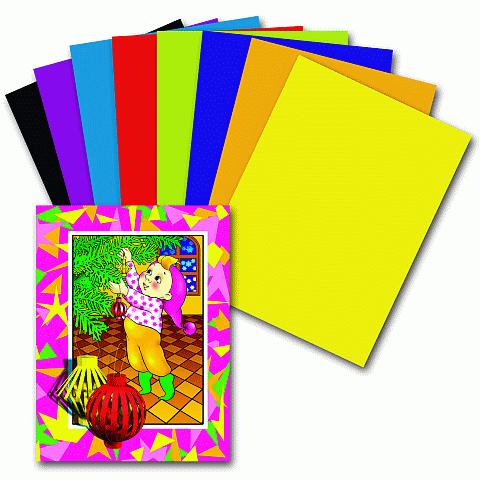 Цветная бумага А4 16 листов, 8 цветов, ПИФАГОР Гномик на празднике, 200х283мм, 121008