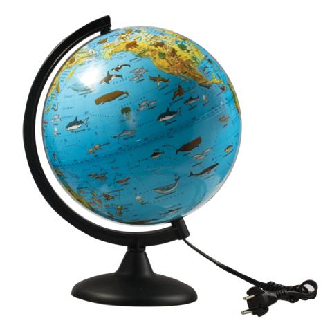 Глобус зоогеографический, диаметр 250 мм, с подсветкой (Росс