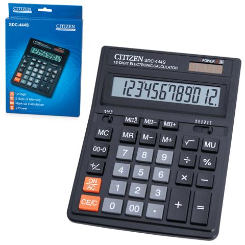 Калькулятор CITIZEN настольный SDC-444S, 12 разрядов, двойно